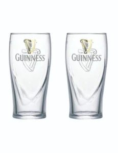 GUINNESS 2 x Gravity Harp Embossed Pint Beer Glasses 600ml BNWOB MAN CAVE BAR - Picture 1 of 1