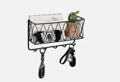 Почтовый держатель для прихожей с крючками для ключей, 11,0 дюйма Lx2,6 дюйма Wx5,1 дюйма H, настенный A-средний - Изображение 1 из 4