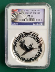 1996 Australia Coin Kookaburra 1 oz 999 Silver NGC MS69 - Picture 1 of 2