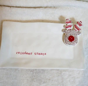 Fango Torta Cervo Piatto Rettangolare Natale Renne Dolci Piatto Ceramica - Foto 1 di 4