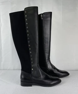 Marc Fisher Wide Calf Leather Tall Shaft Boots QM Panya Black Leather 6.5 M - Picture 1 of 13