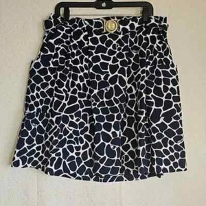 NWT Lilly Pulitzer Navy Blue and White Giraffe Print Skirt with Logo Belt - 12 - Picture 1 of 9