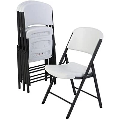 Lifetime Commercial Grade Contoured Folding Chair, White (4 Pack) - Image 1 of 4