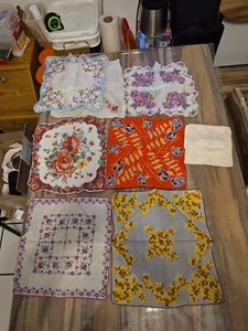Ladies Floral Embroidered Hankies Handkerchief Vintage Lot of 8 - Picture 1 of 8