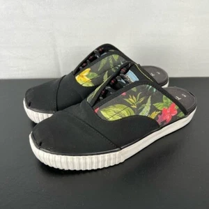 Toms Cordones Indio Women's Size 7 Mules Floral Black Lace Front Sandal Slide - Picture 1 of 10