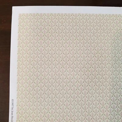 Papel pintado casa de muñecas media escala 3 hojas verde crema rosa "Cecelia" escala 1:24 Foto 1 de 3