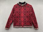 Vintage L.L. Bean 100% Cotton Full Zip Front Nordic Cardigan Sweater Size Small