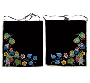 Handgefertigte Perlen Leggings schwarz Wolle 14 x 22 Zoll - Bild 1 von 1