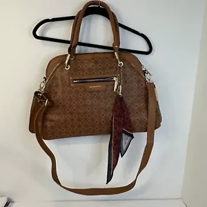 Big Buddha Handbag Purse Dome Satchel Walnut Brown Logo Print Shoulder Strap Bag - Picture 1 of 24