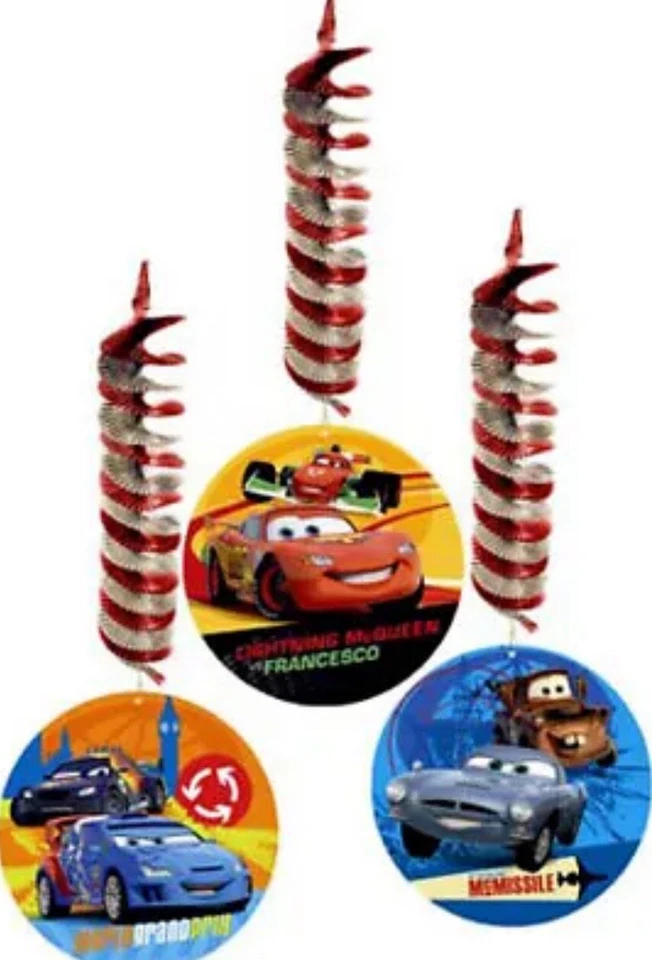 DISNEY PIXAR COCHES COLGANTES REMOLINO DECORACIONES (3) ~ Suministros de Fiesta de Cumpleaños Lámina Foto 1 de 1