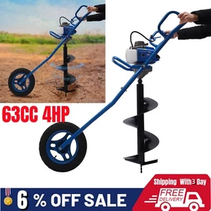 63CC 3HP Gas Powered Post Hole Digger Earth Auger Borer Fence Ground W/ 11" Bit - Picture 1 of 13