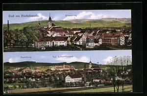 AK Bischofswerda, Teilansicht mit Klosterberg, Königliches Lehrer-Seminar mit B - Picture 1 of 2