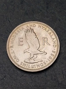 1955 Rhodesien & Nyasaland 2 Shillings unc Münze KM# 6 bankfrisch #25 - Bild 1 von 2