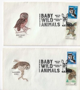 Baby Wild Animals # 6007: Owl, on House of Farnam proof cachets 1761 & 1762 - Picture 1 of 1