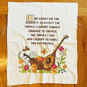 Vintage 70er SERENITY PRAYER Kreuzstich Landhaus Retro Oma AA Musik ungerahmt - Bild 1 von 7