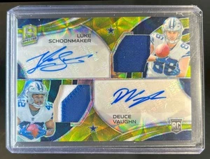 2023 Spectra Luke Schoonmaker Deuce Vaughn, Dual Patch Auto RC Neon Green #5/35 - Picture 1 of 2