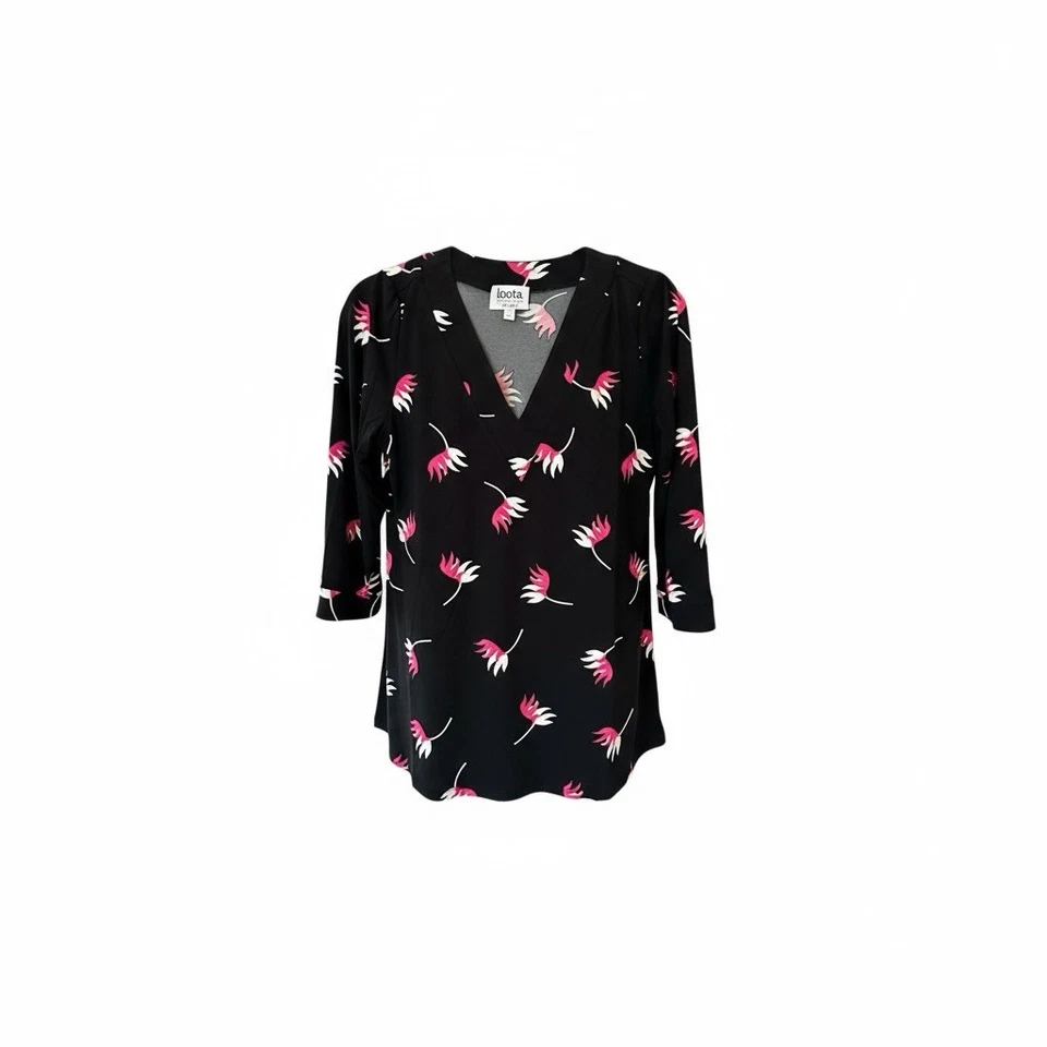 Blusa Leota Exclusiva para Dia & Co Floral Cuello en V Campana 1L o XL Multicolor  Foto 1 de 1