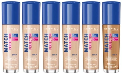 RIMMEL Match Perfection 24HR Hydrating Foundation 30ml - CHOOSE YOUR SHADE - New - Image 1 of 3