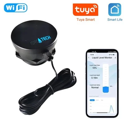 TUYA MISURATORE DI LIVELLO ACQUA SMART WIFI PER SERBATOIO Tuya Rilevatore di Livello Liquidi Smart Wifi per Serbatoi - Controllo da APP