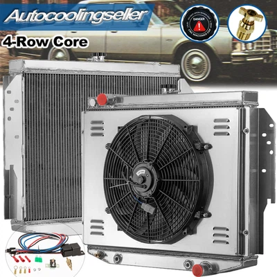 Ventilador de cubierta de radiador de 4 filas para Dodge 77-1989 Diplomat/77-1981 Chrysler LeBaron Foto 1 de 4