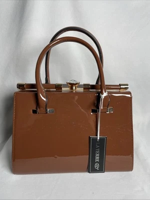 NWTLA TERRE Women’s Handbag Purse Brown & Gold PETA Approved Vegan - Image 1 of 4