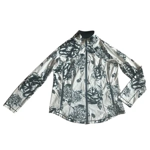 Bylyse Zip-Down Stretch Jacket Sweater Athleisure Nylon Floral Print Size Medium - Picture 1 of 12