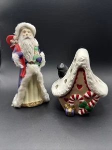 Canna caramelle natalizie vintage ceramica casa tea light votivo 5,5"x5"/K’s Babbo Natale - Foto 1 di 7