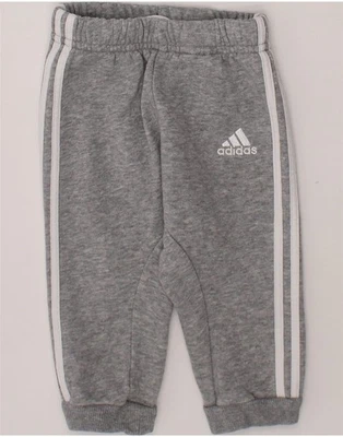 ADIDAS Baby Boys Joggers Tracksuit Trousers 6-9 Months  Grey Cotton KT09 - Image 1 of 3
