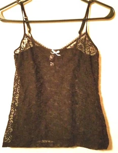 Tommy Hilfiger Womens Sheer Cami Lace Tank Size M Sleepwear Black  - Picture 1 of 12