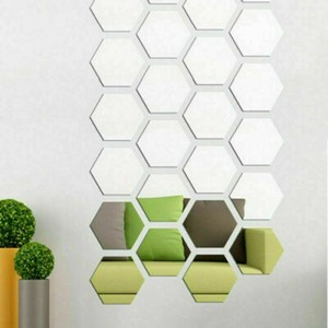 12X 3D Mirror Tiles Mosaic Wall Stickers Self Adhesive Bedroom Art Decal Home UK