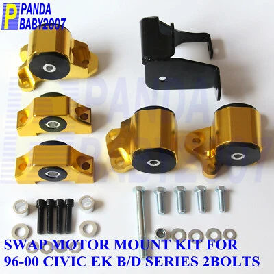 Billet Engine Motor Mount Kit 2Bolts Chrome FOR 96-00 Civic EK B16 B20 D16 B D B - Image 1 of 4