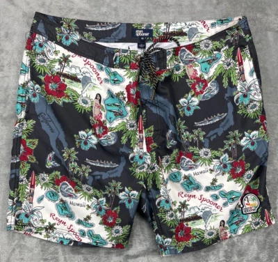 Reyn Spooner Men's Boardshorts Hawaii Oceanic Map Print Unlined 40 Patch Logo - Image 1 of 4