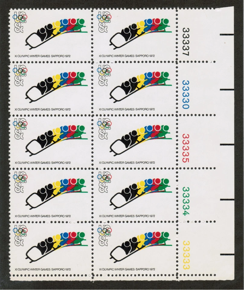 US USA Sc# 1461 MNH FVF PL# Block of 10 Bobsled Winter Olympics Sapporo - Image 1 of 1