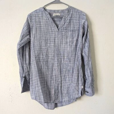 Top popover Magellan para mujer, azul a cuadros 100 % algodón, talla pequeña Foto 1 de 4