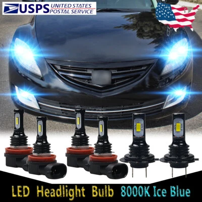 For Mazda 6 2009-2010 6X Front LED Headlight High Low Beam + Fog Light Bulbs HKL - Image 1 of 4