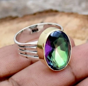 Multi color mystic Quartz Ring 925 Sterling Silver Ring Handmade Statement Ring - Imagen 1 de 6