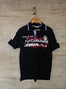 Nickleson dunkelblau 90er Jahre brandneu toter Lagerbestand Vintage Herren Poloshirt mit Reißverschluss SRA klein - Bild 1 von 6