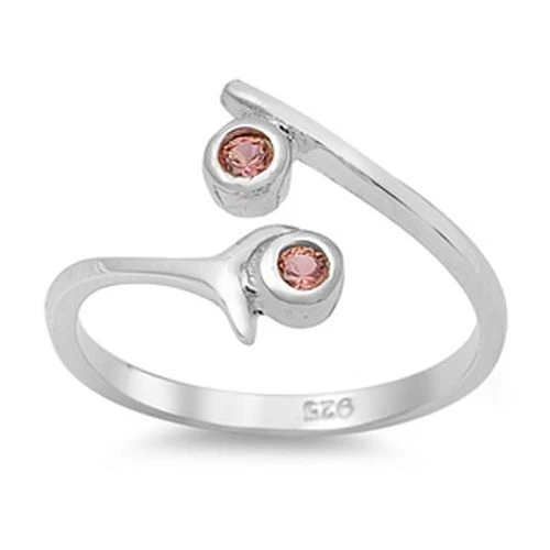 Zehenring Fußschmuck Damen Herren verstellbar Sterling Silber Roter Zirkonia 2 - Bild 1 von 1