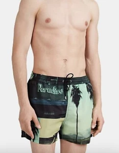PAUL SMITH Men “Paul’s Photo-Prints” Swim Shorts LARGE Green/Black NWT $150 USD - Picture 1 of 15