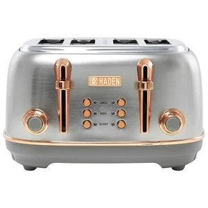 Haden Heritage 4 Slice Wide Slot Stainless Steel Toaster, Steel & Copper - Picture 1 of 9