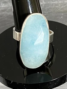 Design Ring Aquamarin facettiert ca 2-3 cm lang, Silber (925) TOP Qualität - Bild 1 von 12