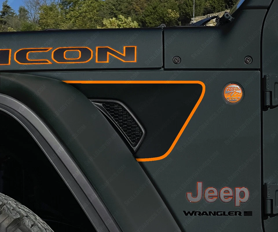 Calcomanías sólidas de ventilación de guardabarros para Jeep Wrangler Gladiator Rubicon JL JT 2018-2025 Foto 1 de 1