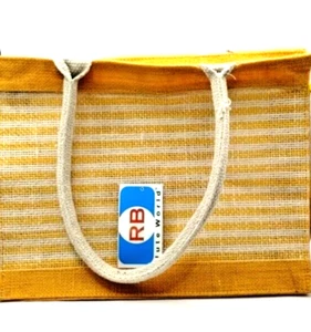 NEU Gewebte Jute Orange und Weiß Streifen Boho Hippie Beuteltasche Handtasche Hergestellt in Indien - Bild 1 von 4