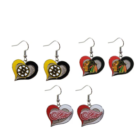 Brand New NHL Hockey Teams Swirl Heart Earring Dangle Charm Cover