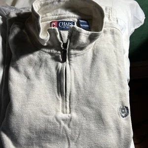 Ralph Lauren Chaps Sweater 100% Cotton Wheat/Gray 1/4 Zip Pullover Men’s Xl Nwt - Picture 1 of 2