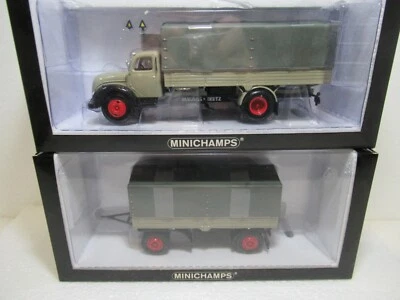 Magirus S.6500 canvas Truck+Trailer 2 assi grigio  scala 1/43 MINICHAMPS - Immagine 1 di 4