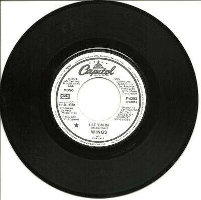 Wings-Let 'Em In (PROMO)-45 RPM-7"-single-pop-vinyl-record-Rare - Image 1 of 2