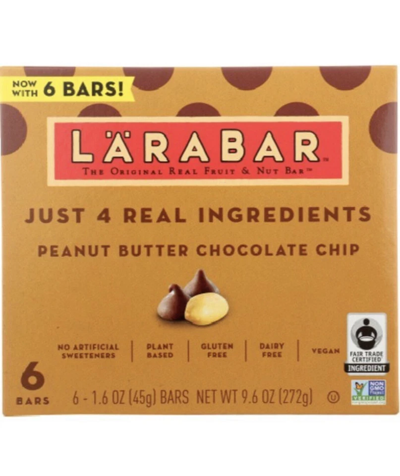 Larabar Mantequilla de Maní con Chispas de Chocolate 6 Barras 9.6 oz Foto 1 de 1