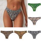 Women Cotton Silk Satin Panties Sexy Leopard Briefs Seamless Knickers Underwear