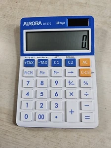 Aurora DT270 12 Digit Basic Desktop Electronic Calculator Blue/White - Picture 1 of 6